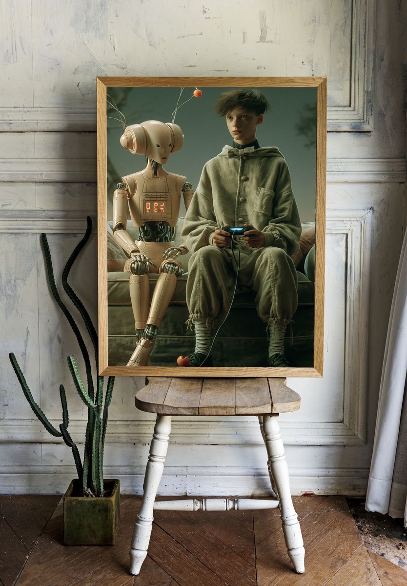 Boy and Robot Sci-Fi Poster. — room view 1