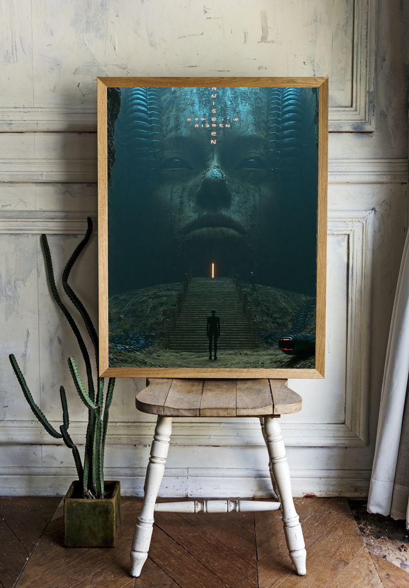 Sci-Fi Temple Face Poster. room preview