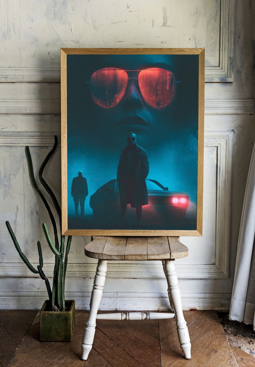 Neon Noir Sci-Fi Poster. room preview