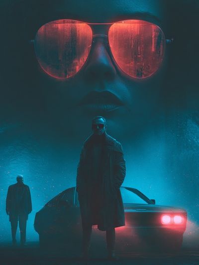 Neon Noir Sci-Fi Poster. poster