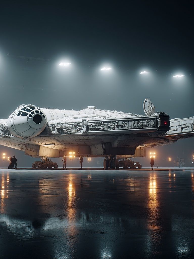 Millennium Falcon Hangar Scene Print. poster — movies art