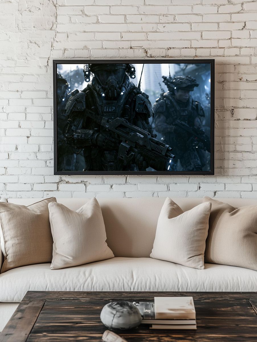 Futuristic Soldiers Sci-Fi Poster. — room view 1