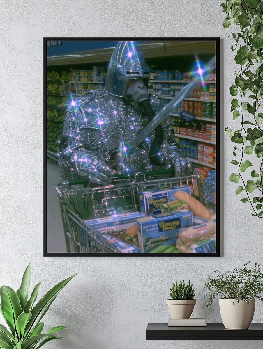 Knight in Supermarket — Retro Print. — room view 4