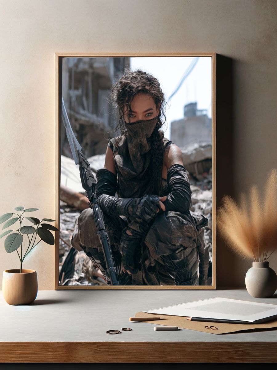 Post-Apocalyptic Warrior Portrait Print. — room view 2