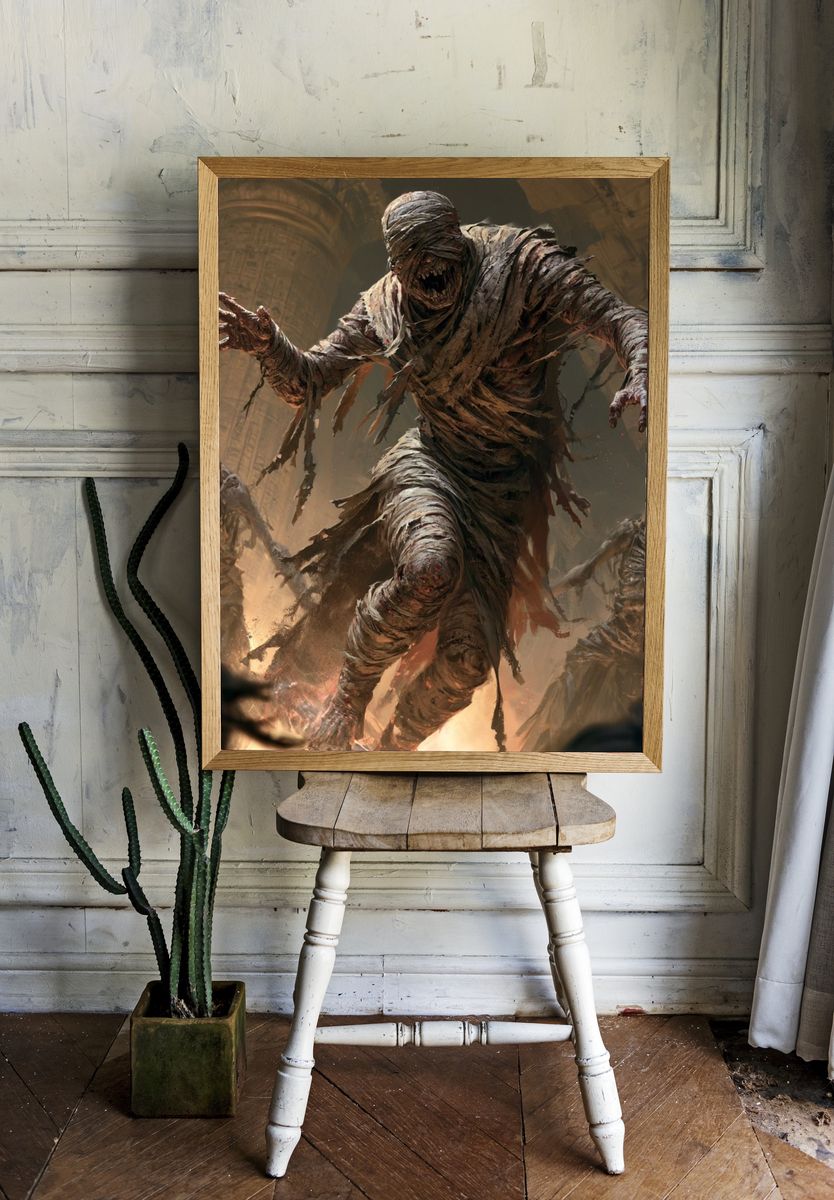 Mummy Horde Horror Print. — room view 1