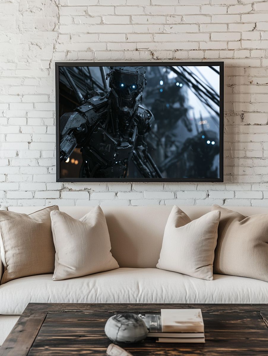 Cybernetic Skull Robot Sci-Fi Poster. — room view 1