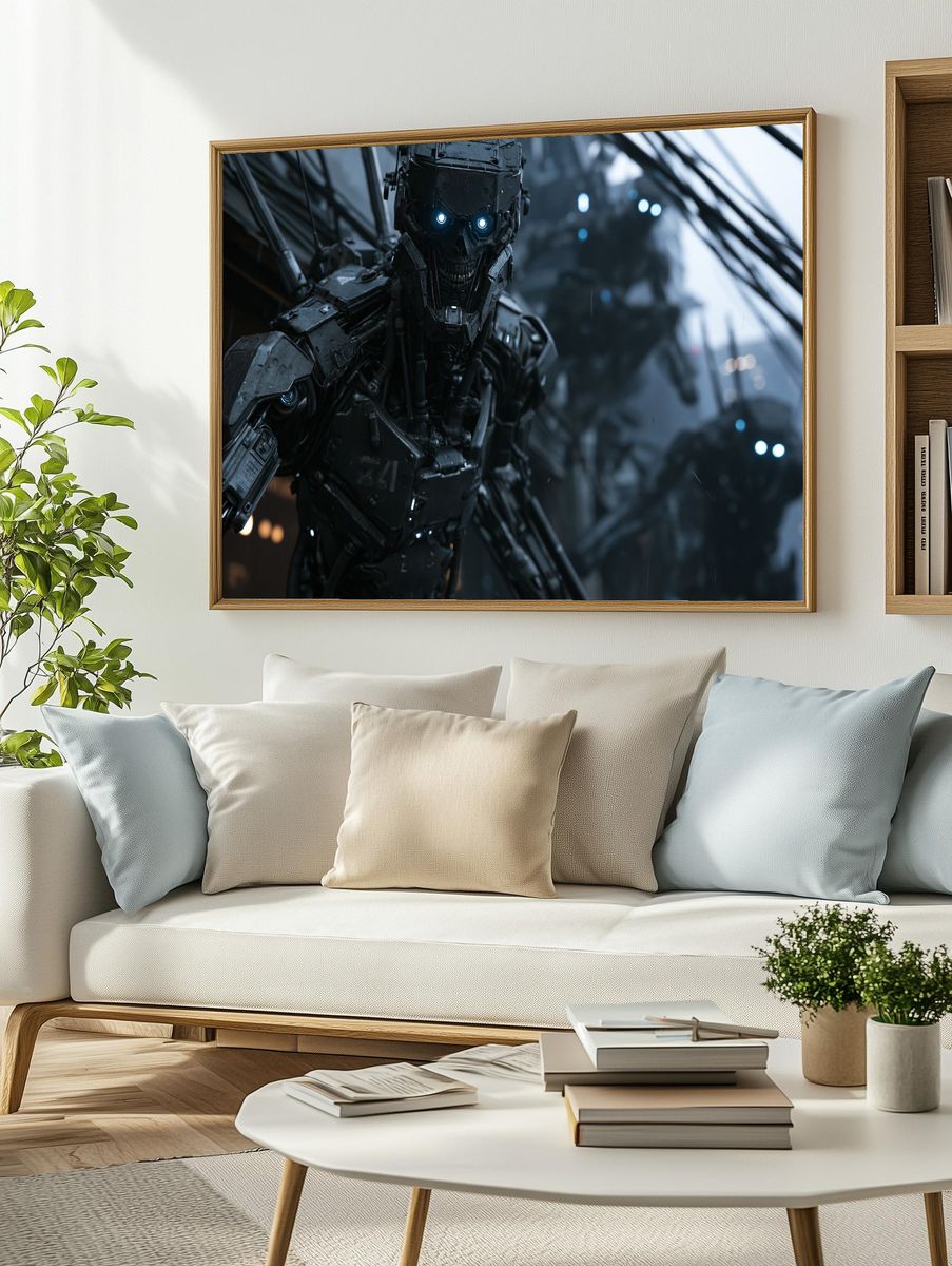 Cybernetic Skull Robot Sci-Fi Poster. — room view 2