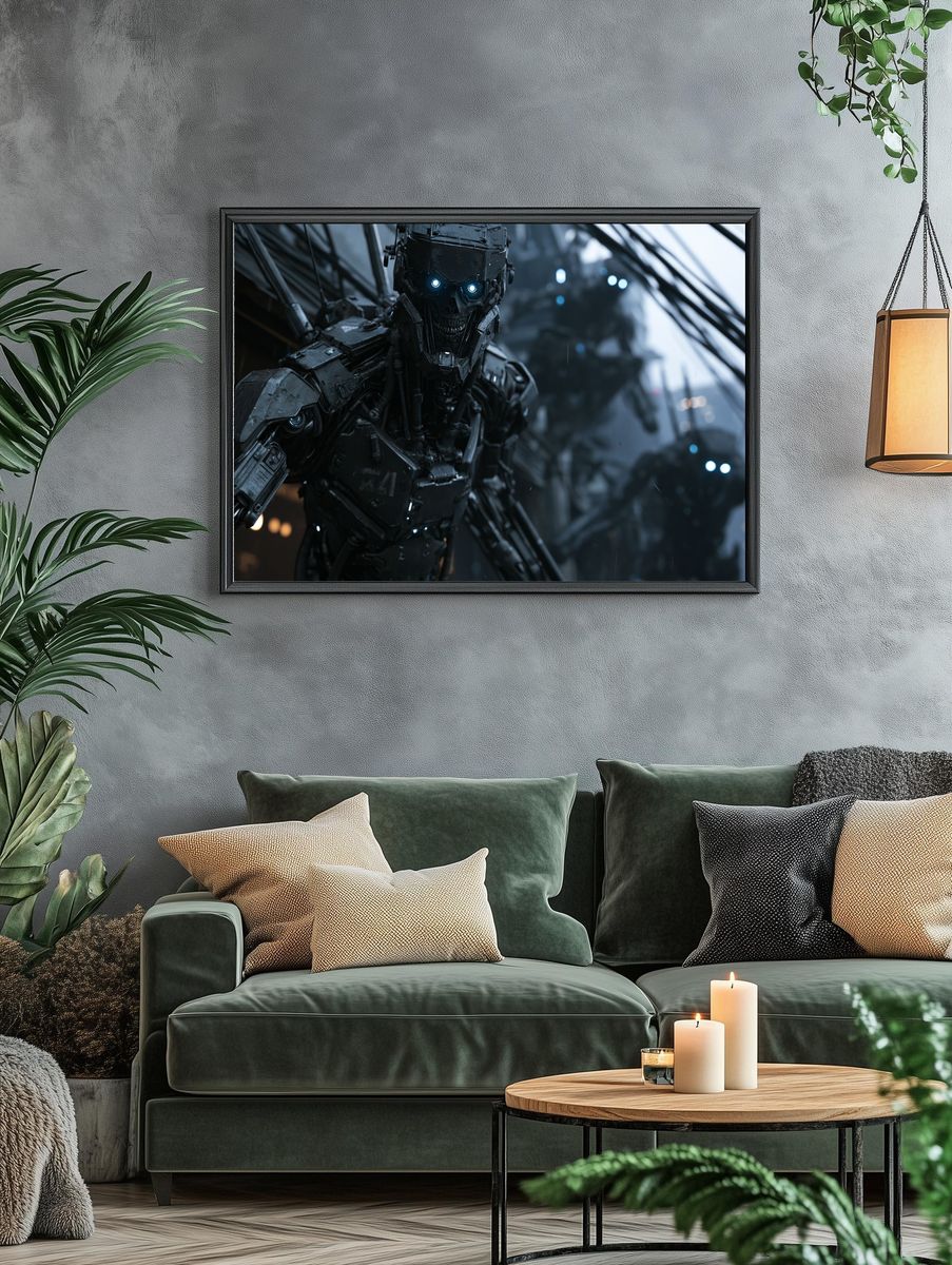 Cybernetic Skull Robot Sci-Fi Poster. — room view 4
