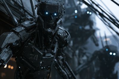 Cybernetic Skull Robot Sci-Fi Poster. poster
