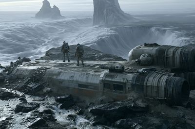 Alien Wreckage Landscape Poster.