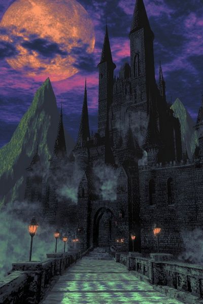 Moonlit Gothic Castle Fantasy Print.