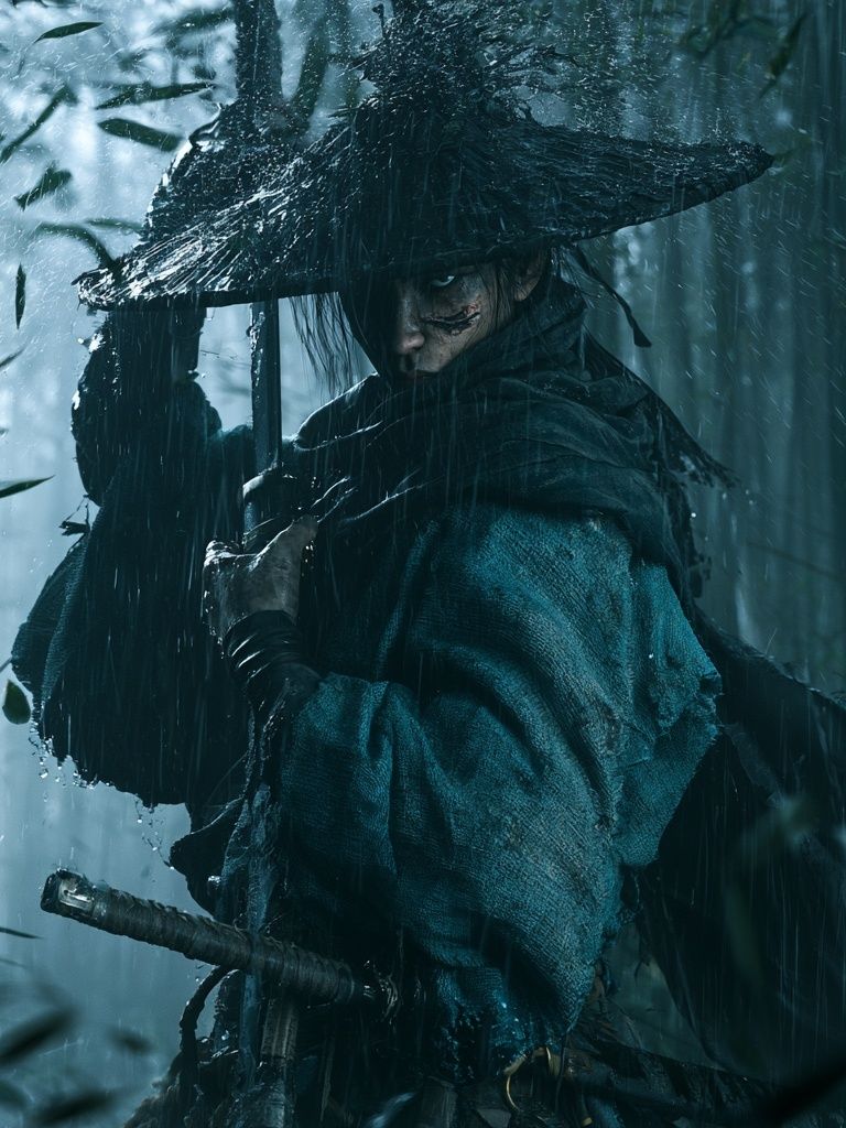 Rainy Samurai Warrior Poster. poster detail