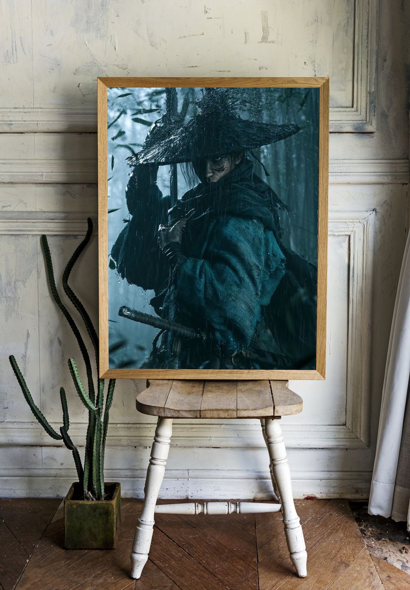 Rainy Samurai Warrior Poster. — room view 1