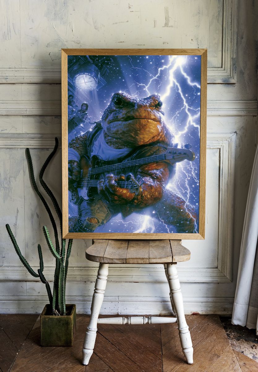 Frog Bassist Sci-Fi Poster. room preview