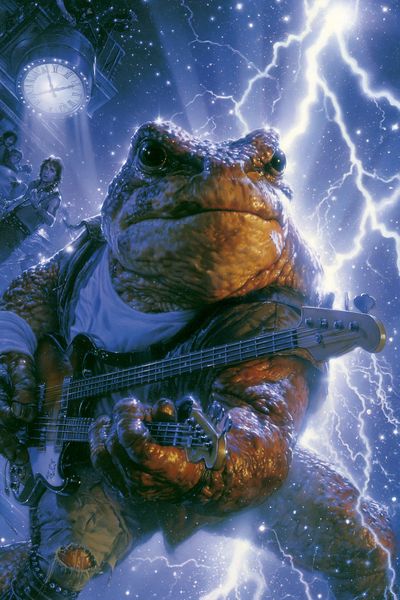 Frog Bassist Sci-Fi Poster. poster print