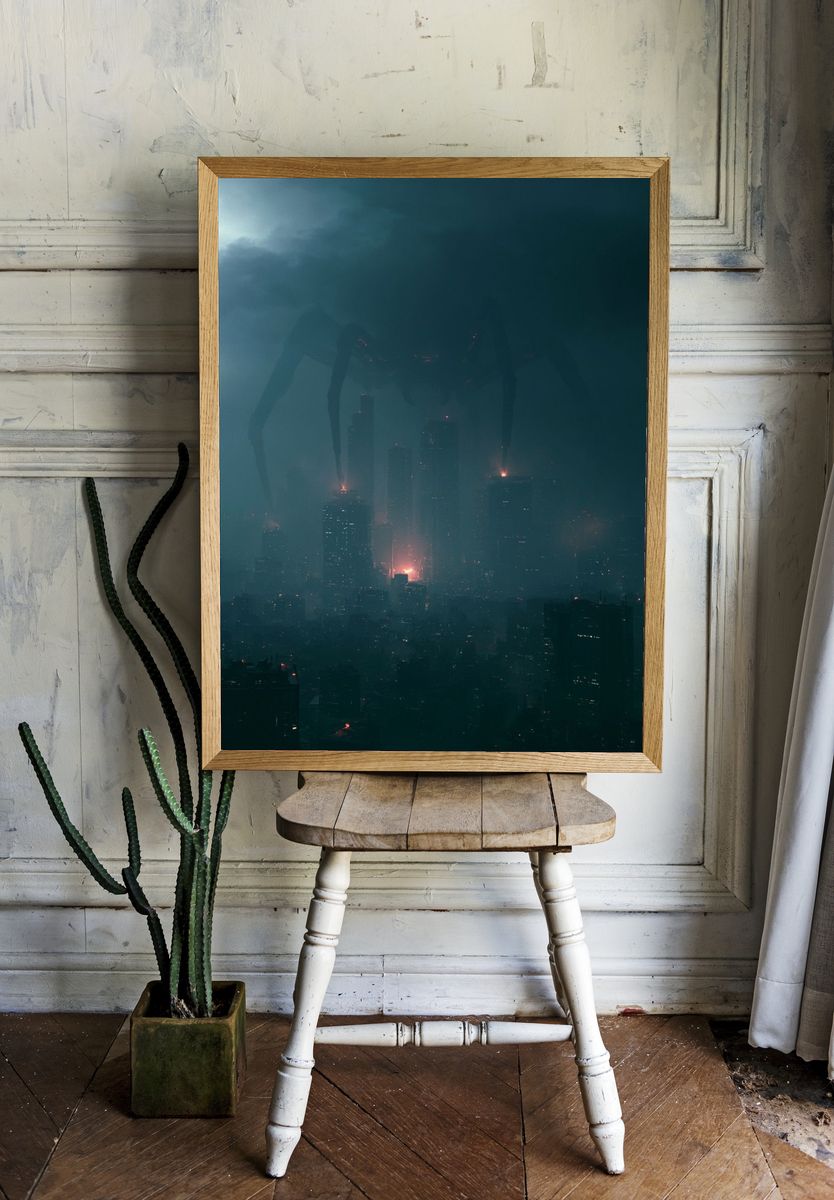Kaiju Over City Skyline Poster. — room view 1