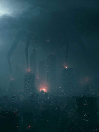 Kaiju Over City Skyline Poster.