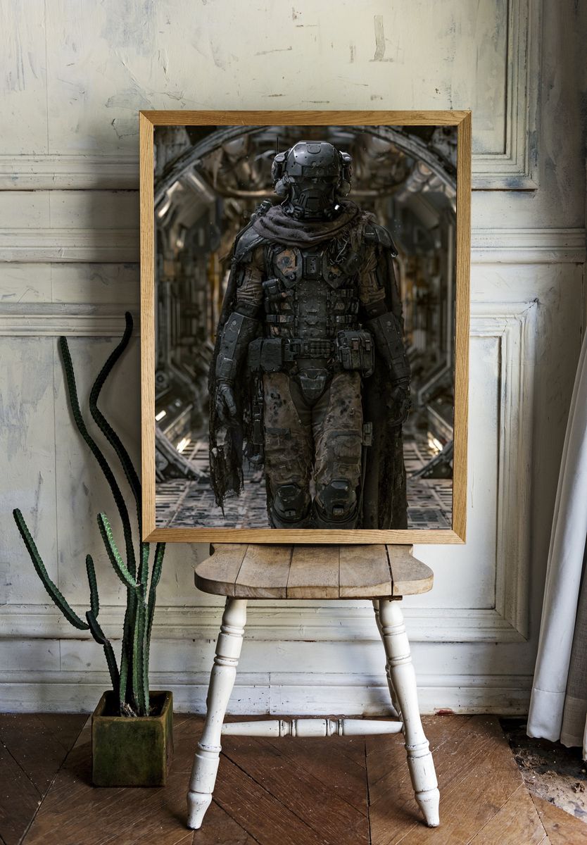 Armored Sci-Fi Soldier Poster. — room view 1