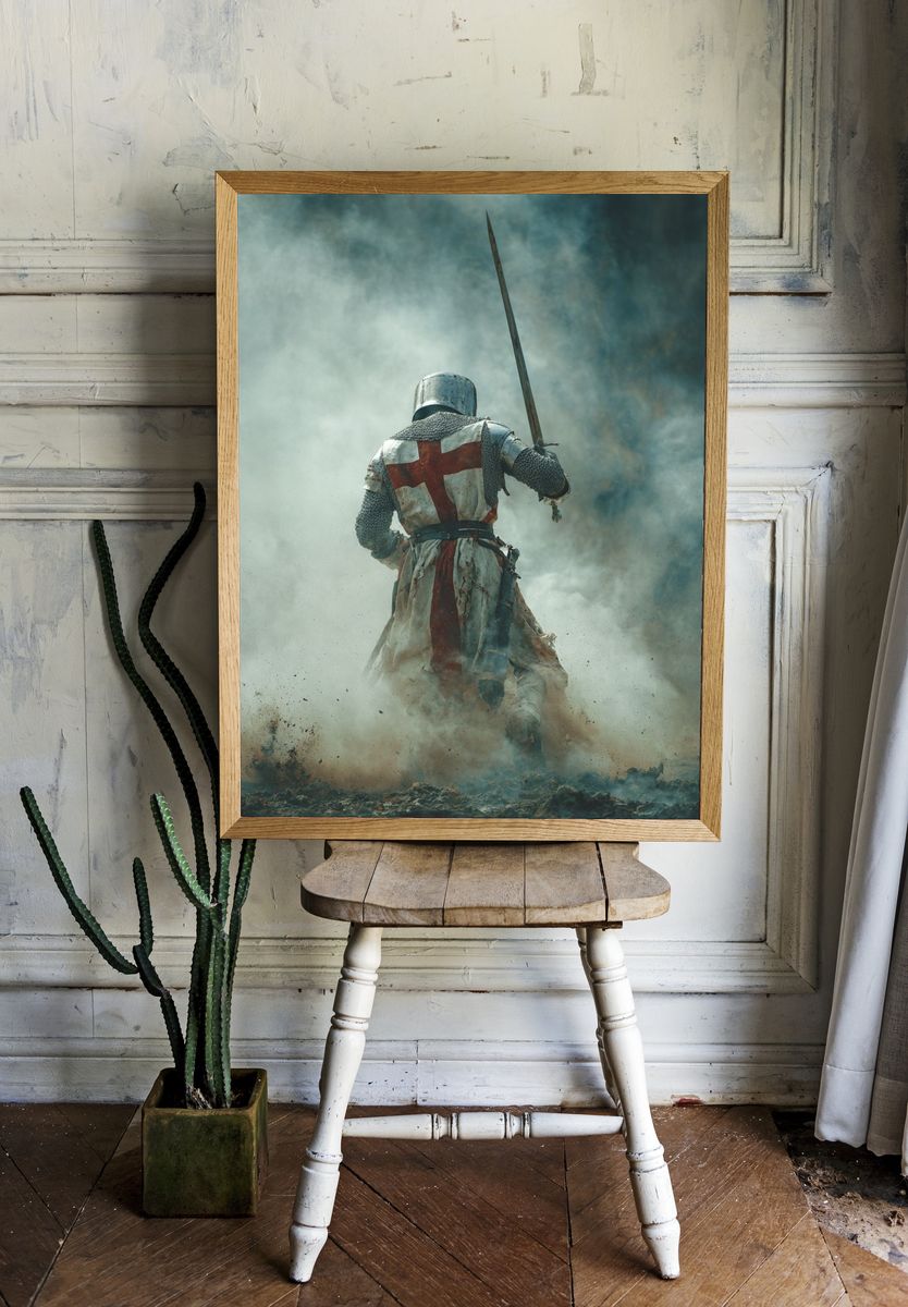 Crusader Knight Battle Poster. room preview