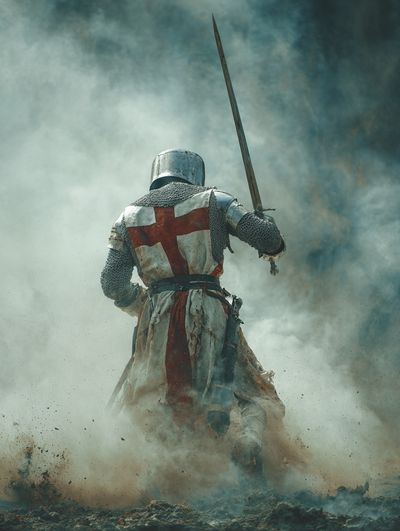 Crusader Knight Battle Poster. poster