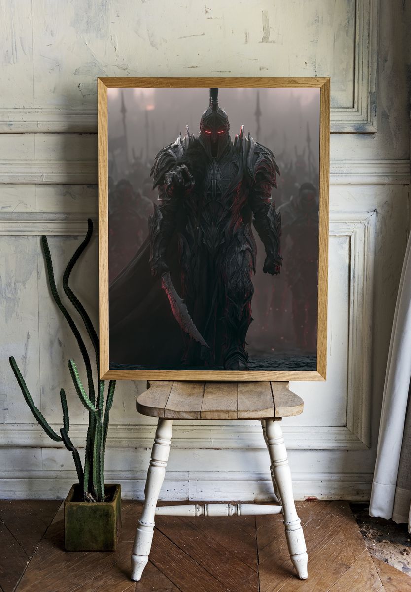 Dark Armored Warrior Fantasy Poster. — room view 1