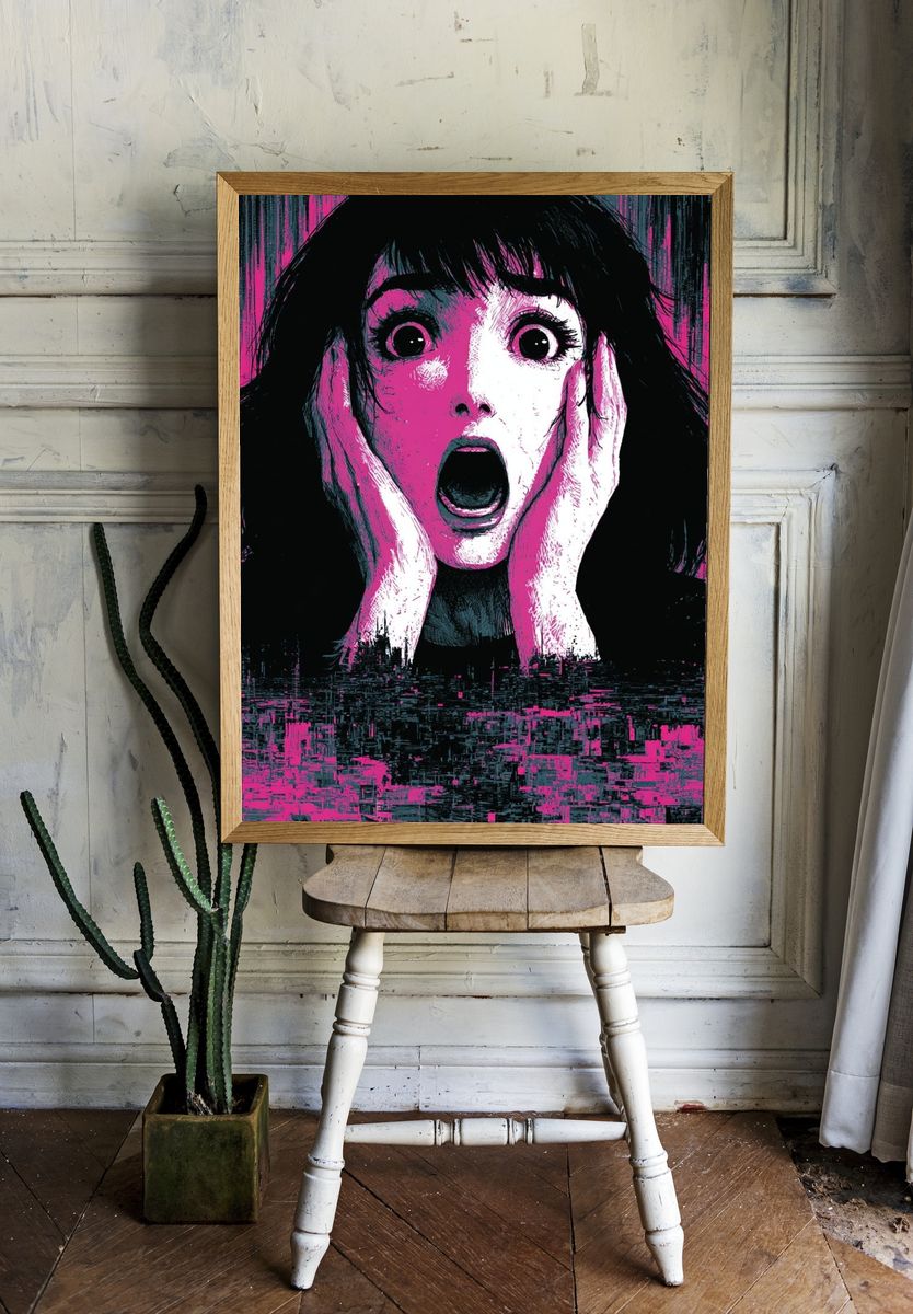 Screaming Girl Horror Poster. — room view 1