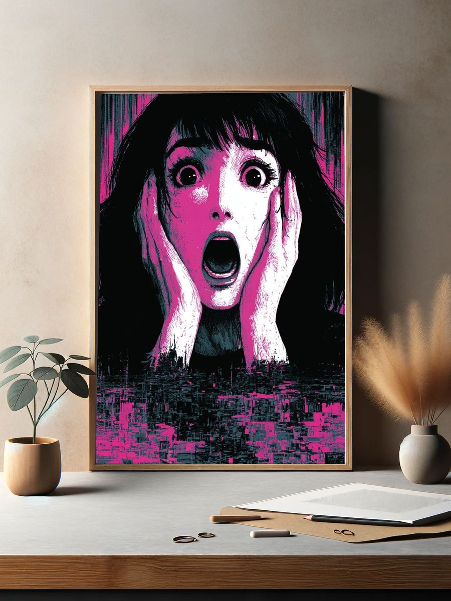 Screaming Girl Horror Poster. — room view 2