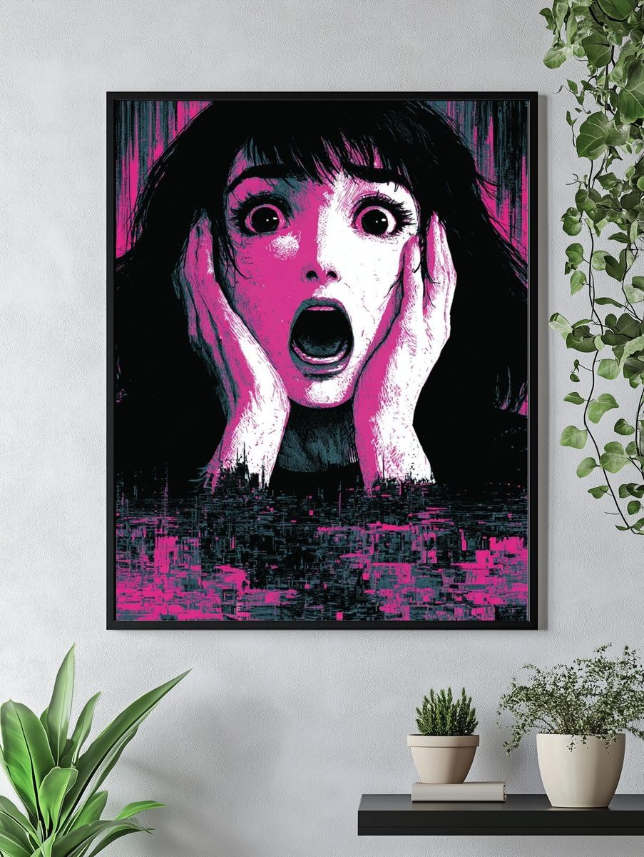 Screaming Girl Horror Poster. — room view 4