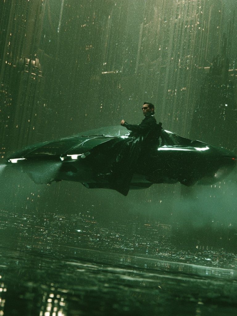 Neo-Noir Hovercar Cityscape Poster. poster detail