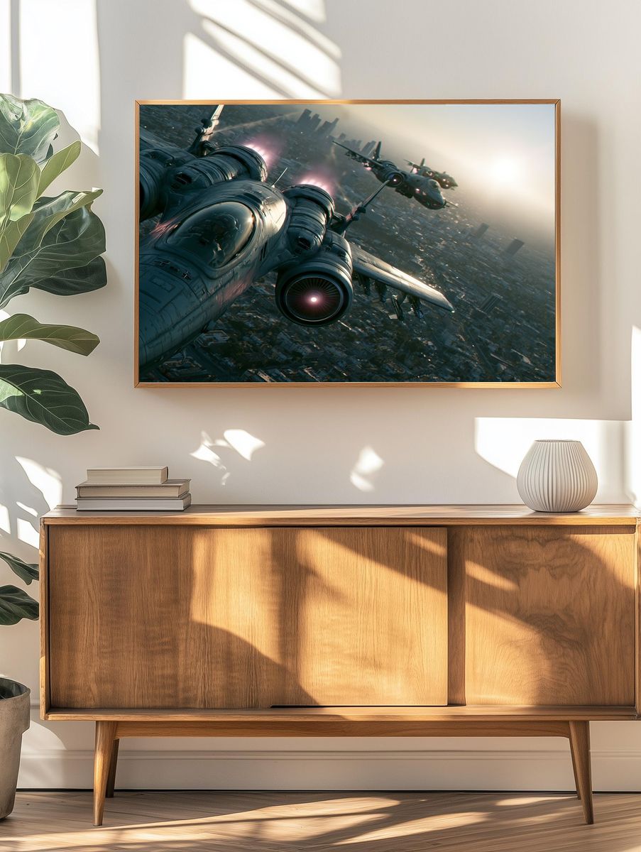 Futuristic Fighter Jets Sci-Fi Poster. — room view 3