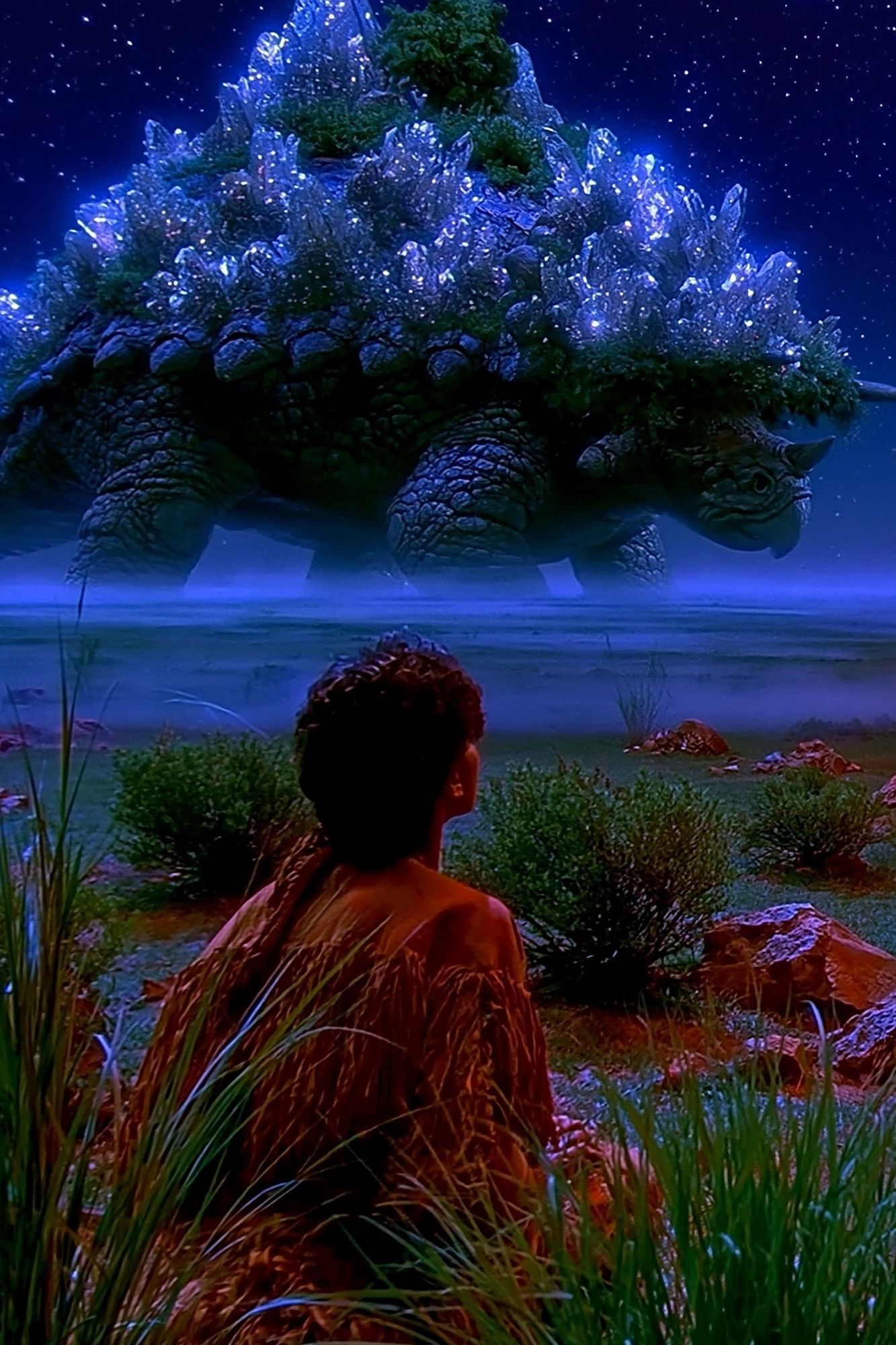 Crystal Dinosaur Nightscape Poster. poster detail