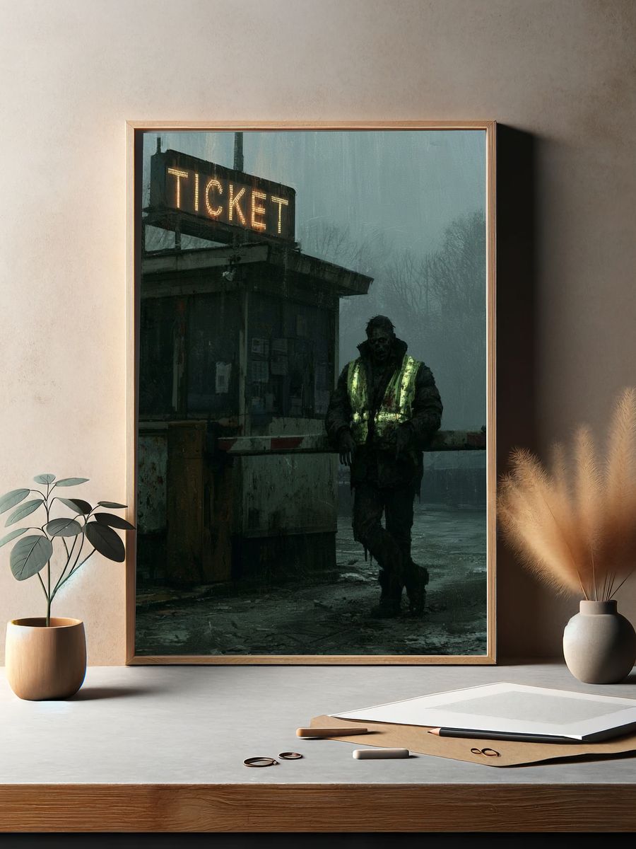 Foggy Ticket Booth Horror Poster. — room view 2