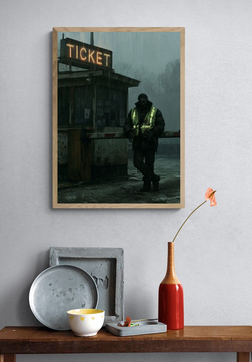 Foggy Ticket Booth Horror Poster. — room view 3
