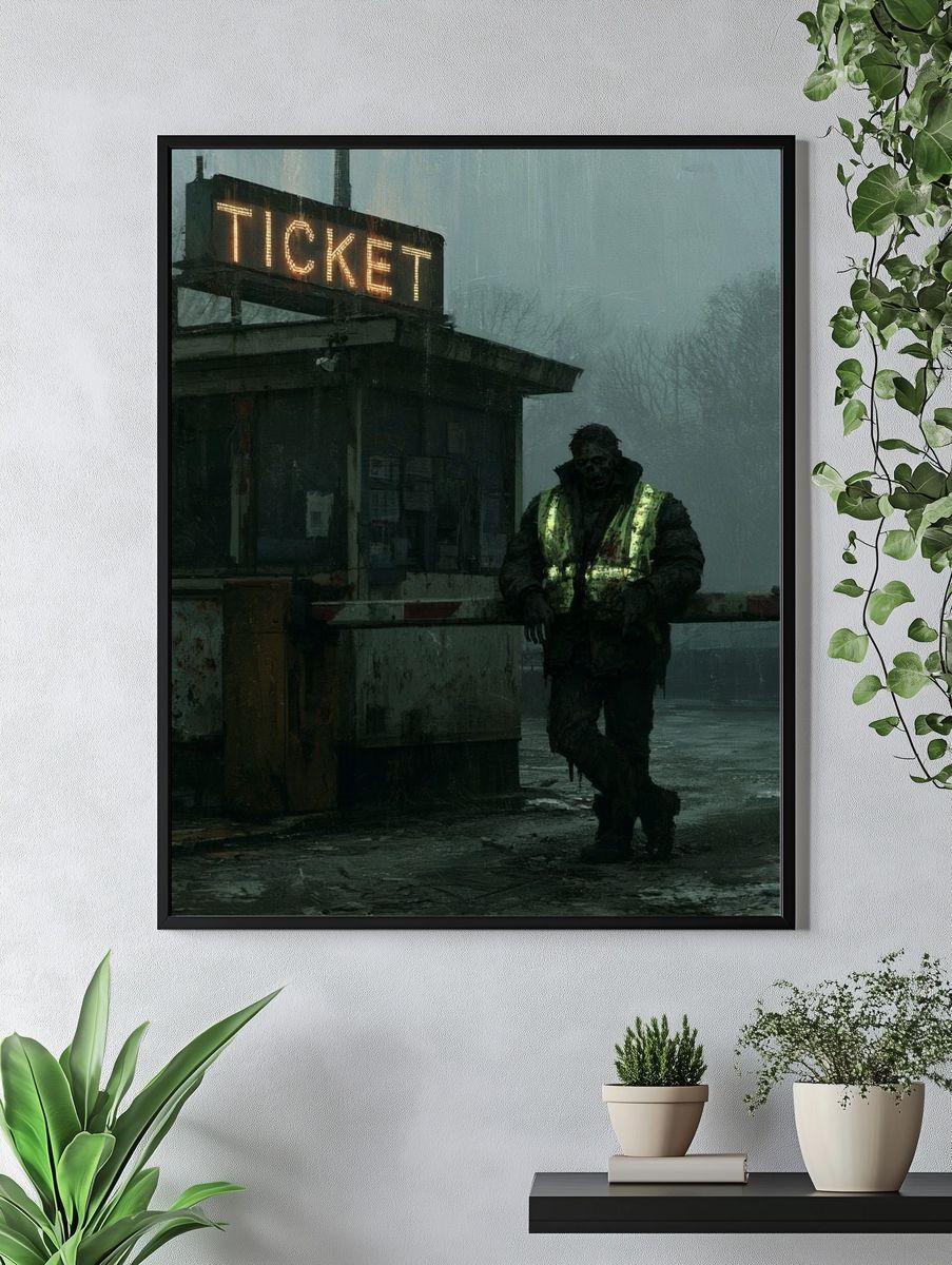 Foggy Ticket Booth Horror Poster. — room view 4