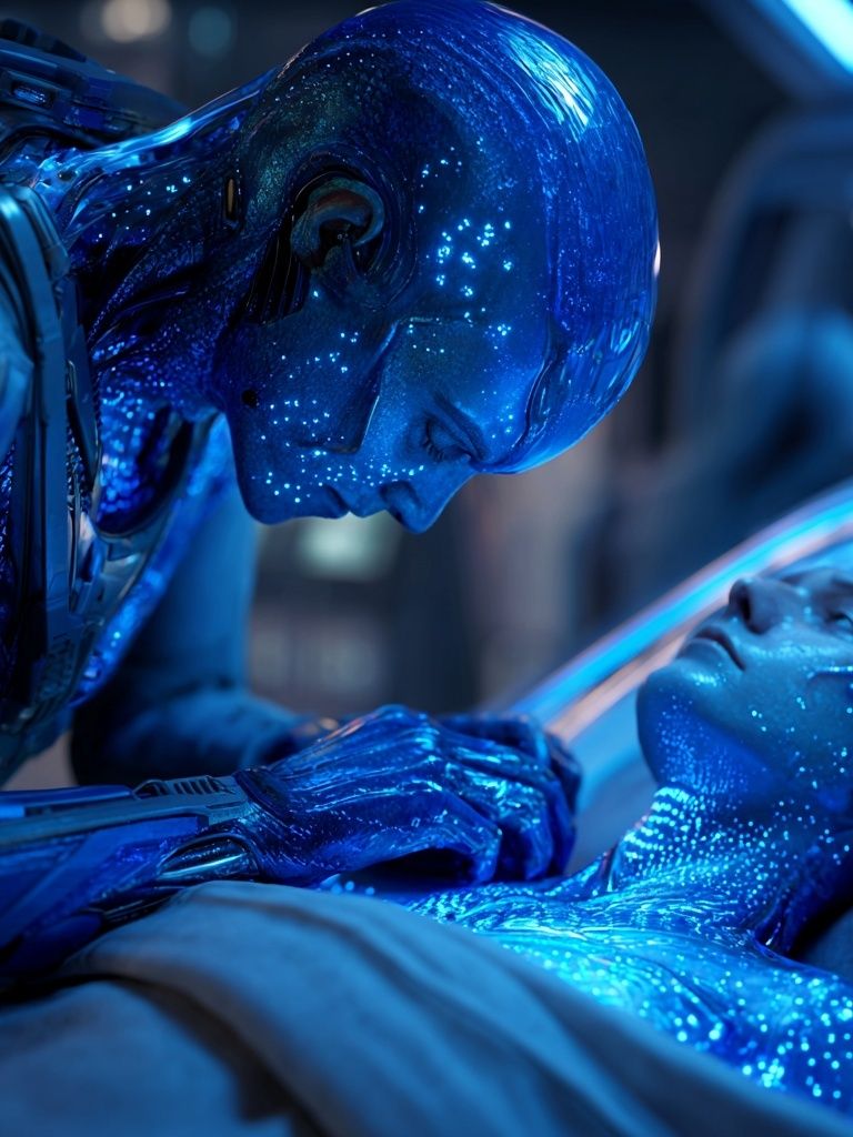 Blue Sci-Fi Awakening Poster. poster — movies art
