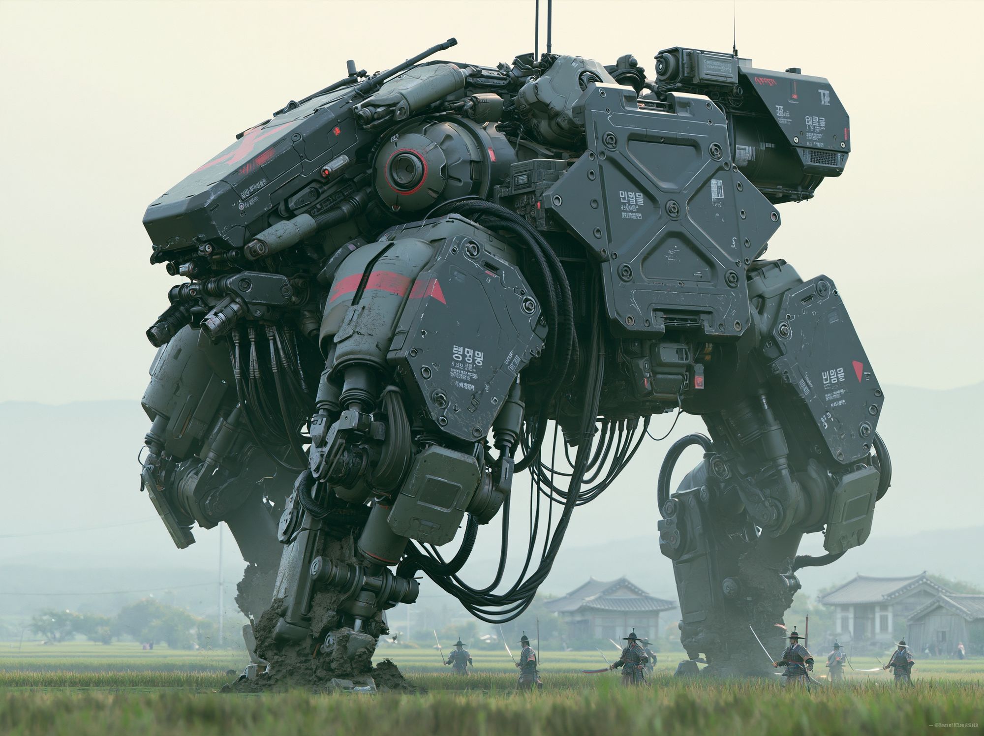 Mecha Giant in Rice Field Poster. poster — movies art