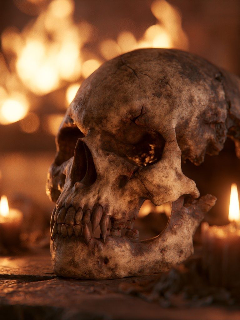 Candlelit Skull Horror Poster. poster — movies art