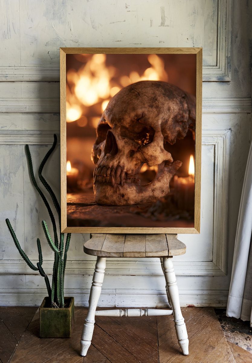 Candlelit Skull Horror Poster. — room view 1