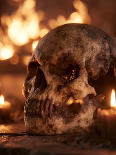 Candlelit Skull Horror Poster.