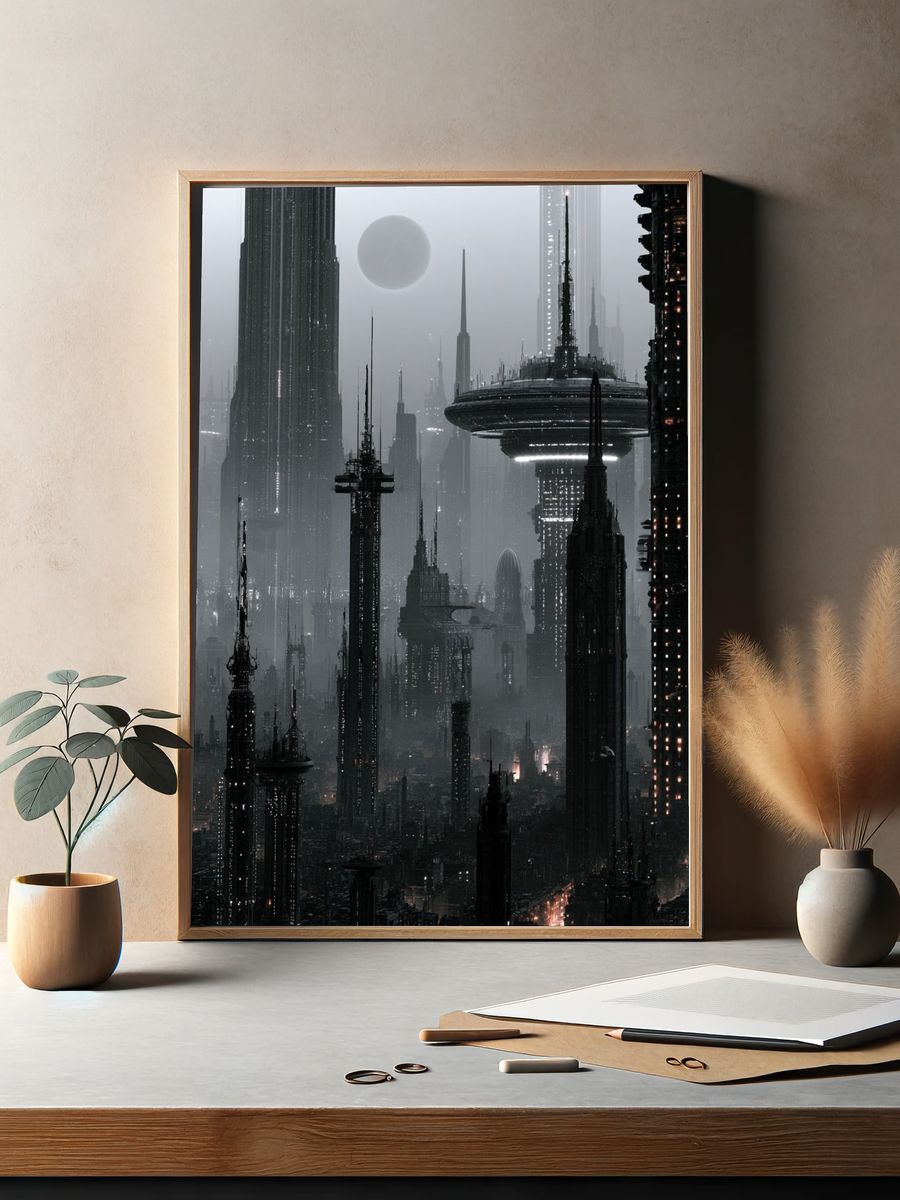 Futuristic Cityscape Sci-Fi Poster. — room view 2