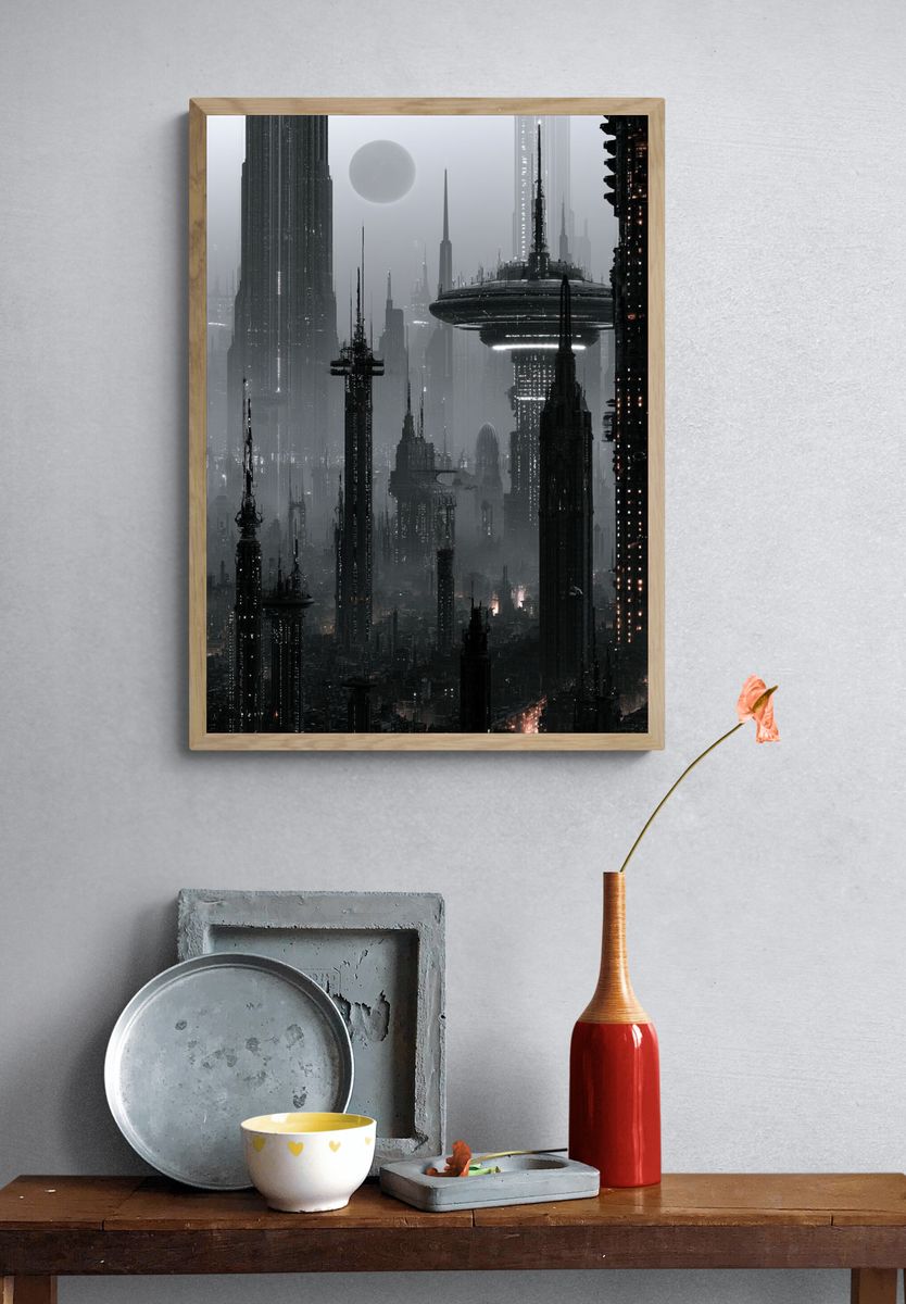 Futuristic Cityscape Sci-Fi Poster. — room view 3