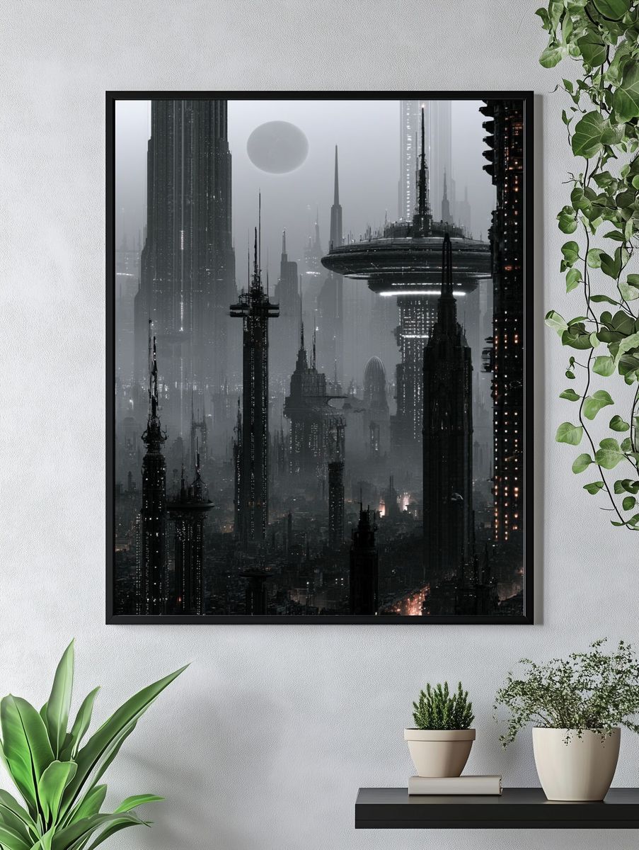 Futuristic Cityscape Sci-Fi Poster. — room view 4
