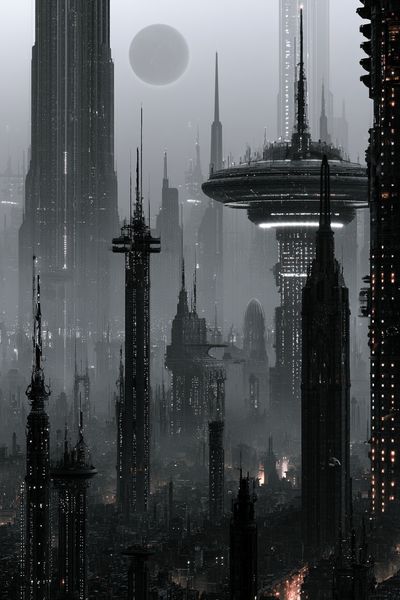 Futuristic Cityscape Sci-Fi Poster.