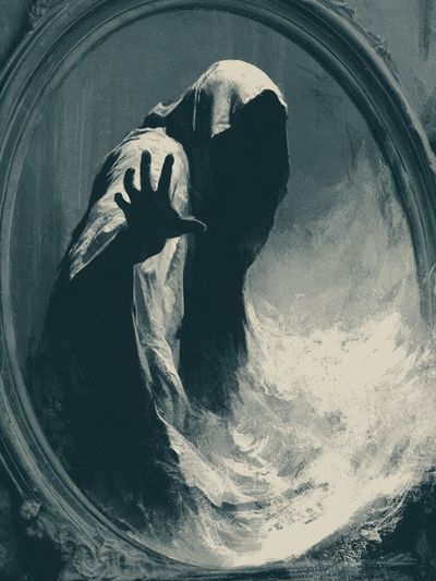 Ghostly Hooded Figure Horror Print. poster