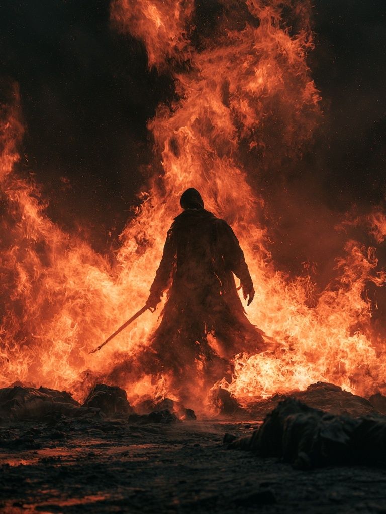 Flaming Warrior Fantasy Poster. poster detail