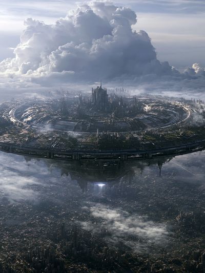 Floating Futuristic Cityscape Print. poster print
