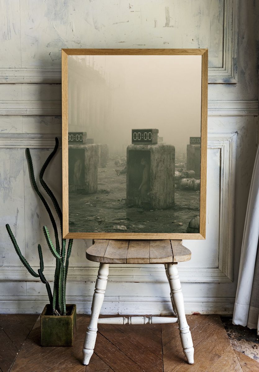 Dystopian Clockscape Sci-Fi Poster. — room view 1