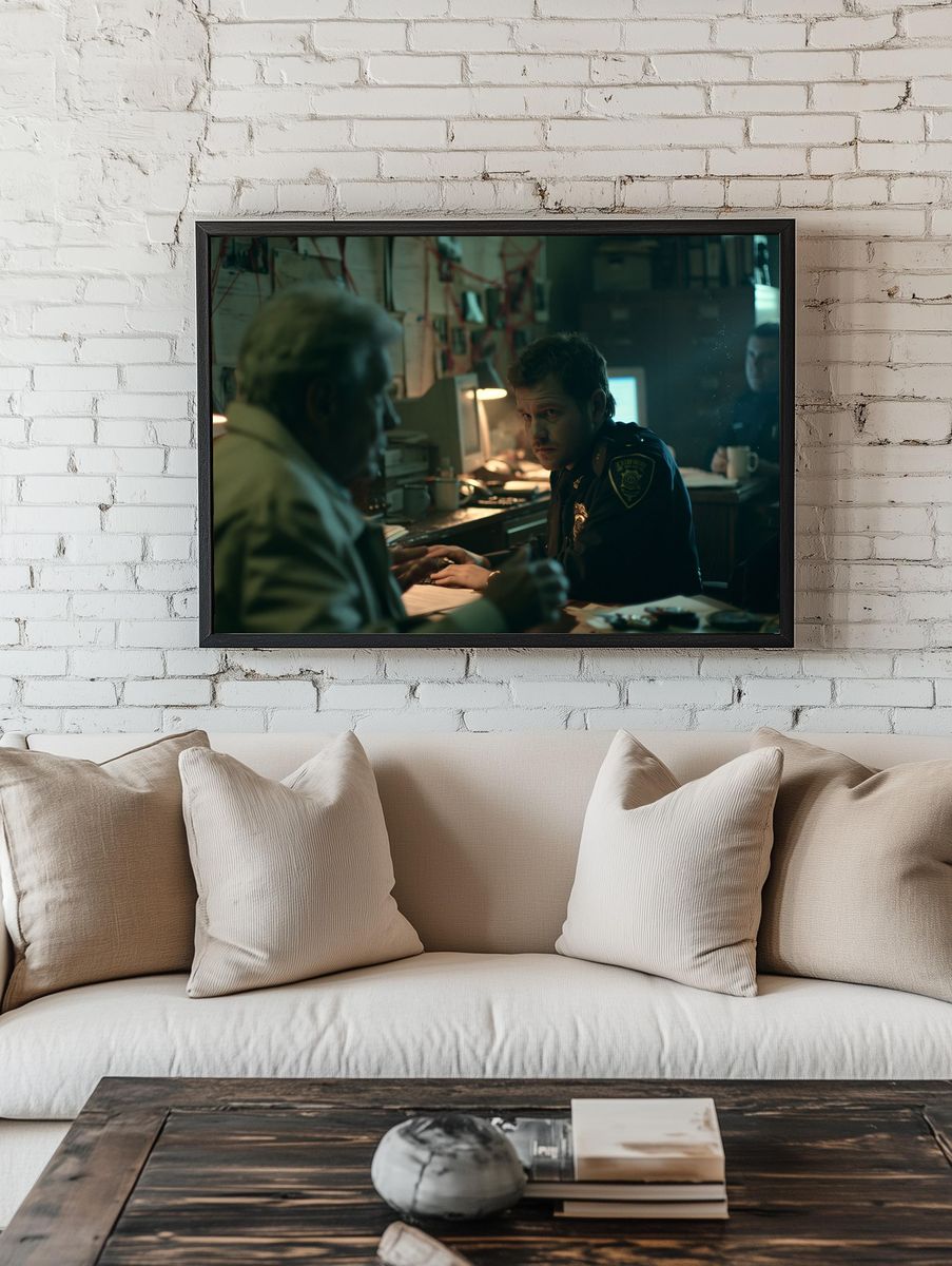 Noir Police Station Scene Poster. room preview