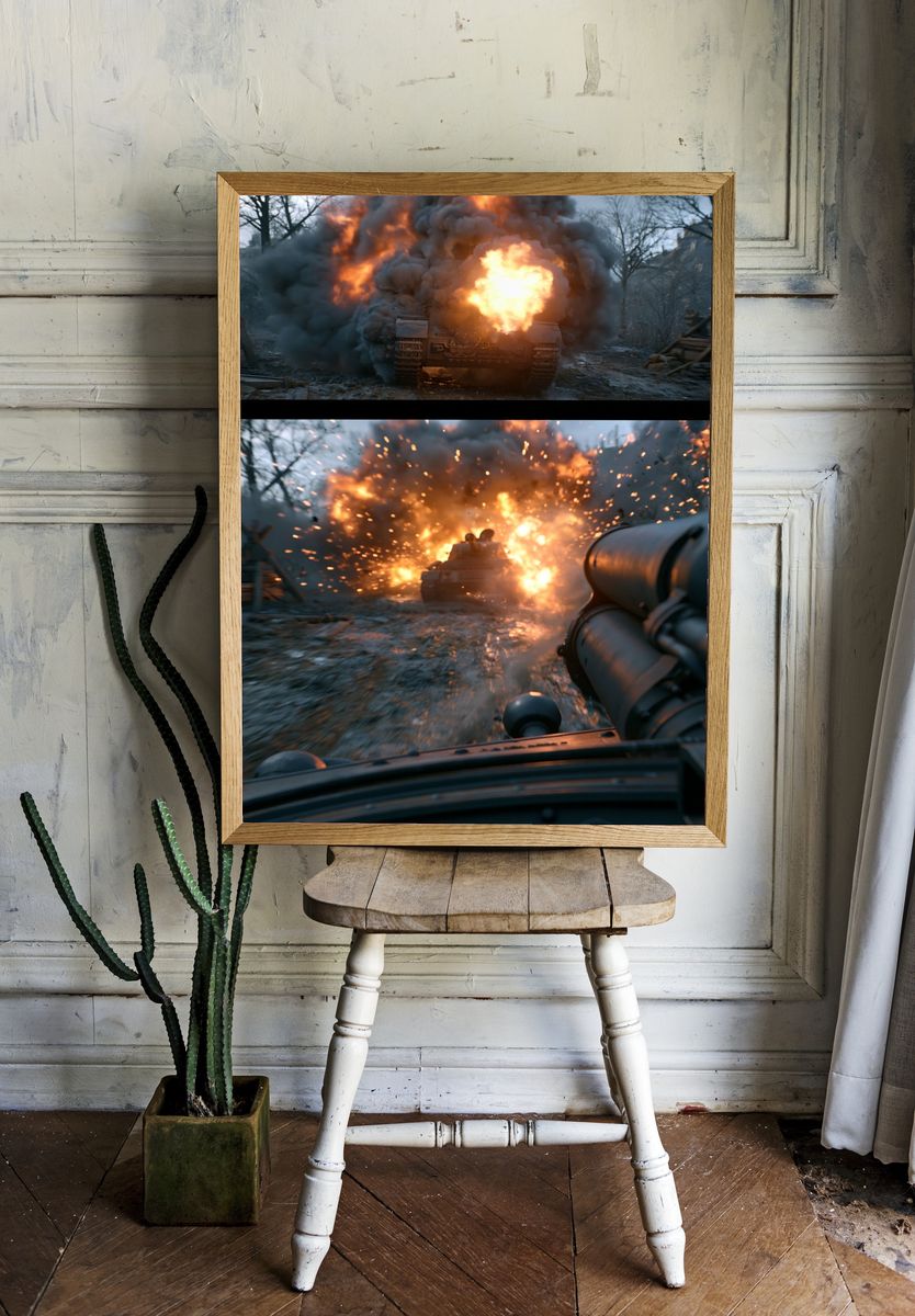 Tank Explosion Action Poster. — room view 1