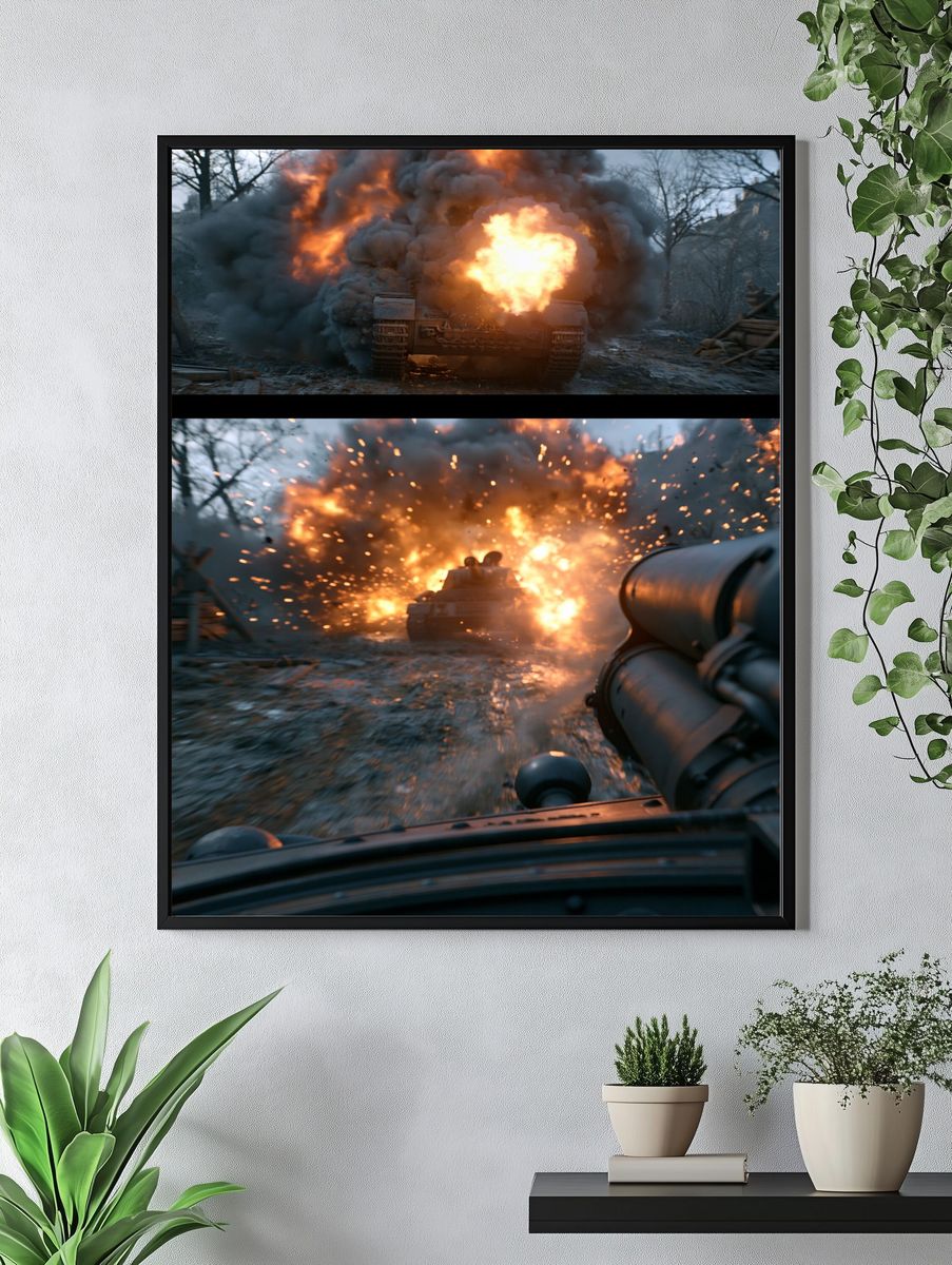 Tank Explosion Action Poster. — room view 4